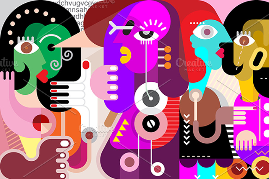 Abstract Portrait of Five Persons in Illustrations - product preview 8