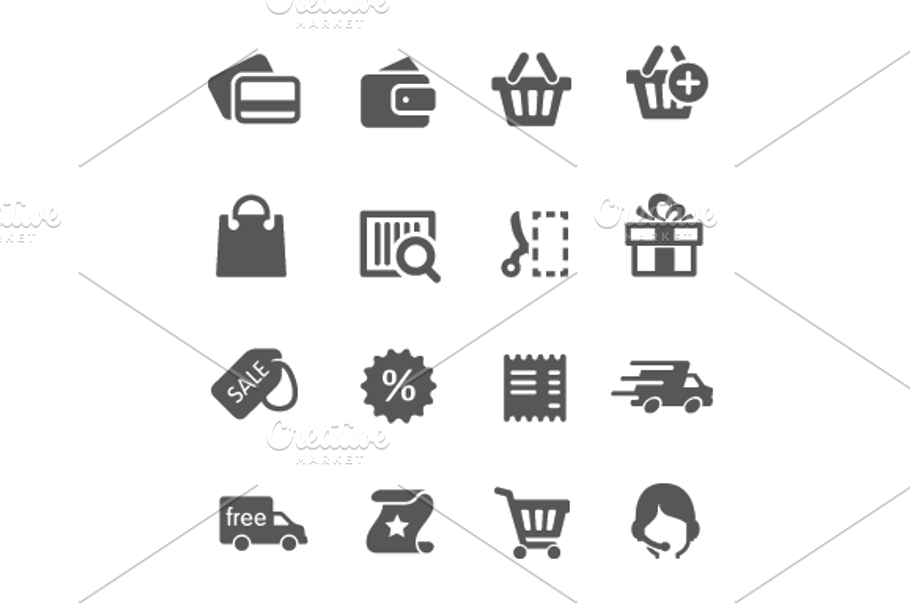 Shopping icons set in Graphics - product preview 8