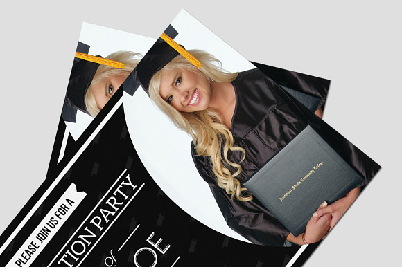 Simple Graduation Invitation in Postcard Templates - product preview 2