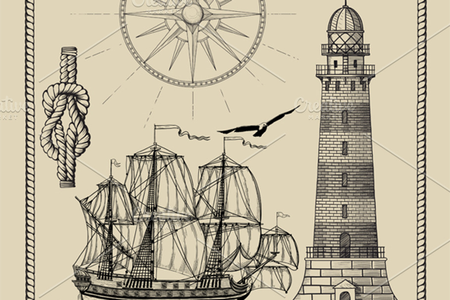 Set of images of sea-related stylize in Illustrations - product preview 8
