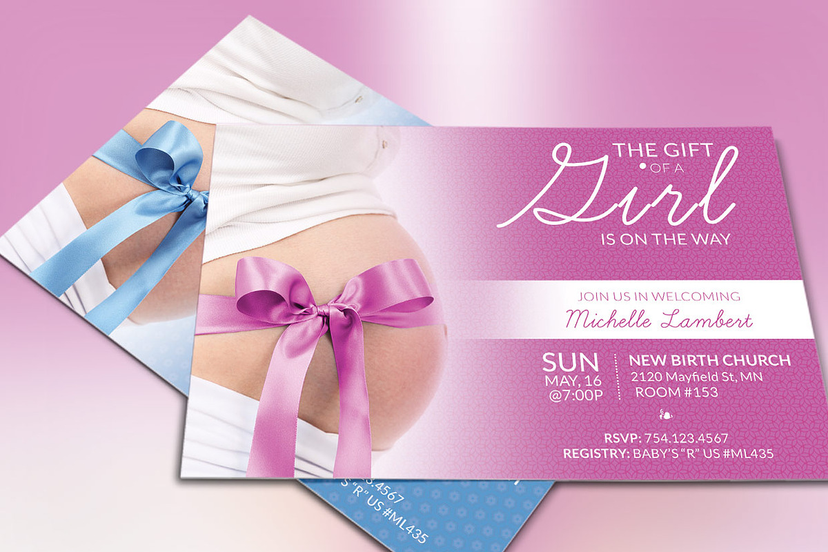 Baby Shower Invitation Photoshop in Postcard Templates - product preview 8
