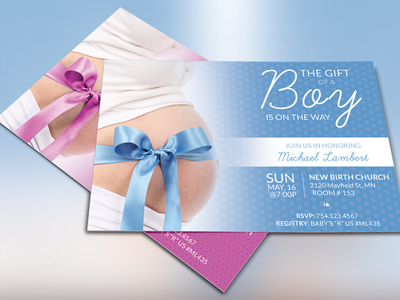 Baby Shower Invitation Photoshop in Postcard Templates - product preview 1
