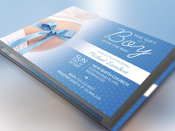 Baby Shower Invitation Photoshop in Postcard Templates - product preview 2