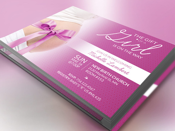 Baby Shower Invitation Photoshop in Postcard Templates - product preview 3