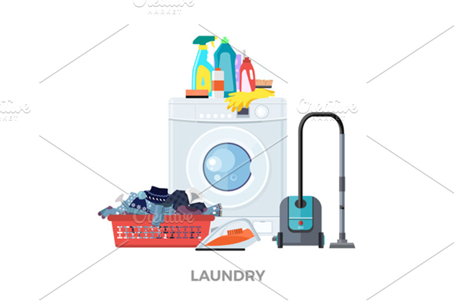 Laundry Washing Machine, Vacuum in Illustrations - product preview 8
