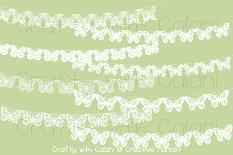 White Wedding Butterfly Lace Bunting