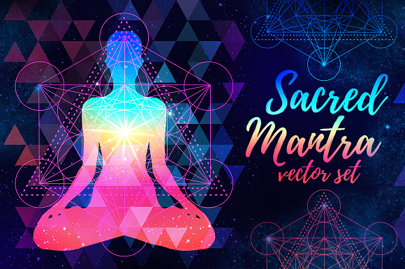 Sacred Mantra: 12 vectors set in Illustrations - product preview 2