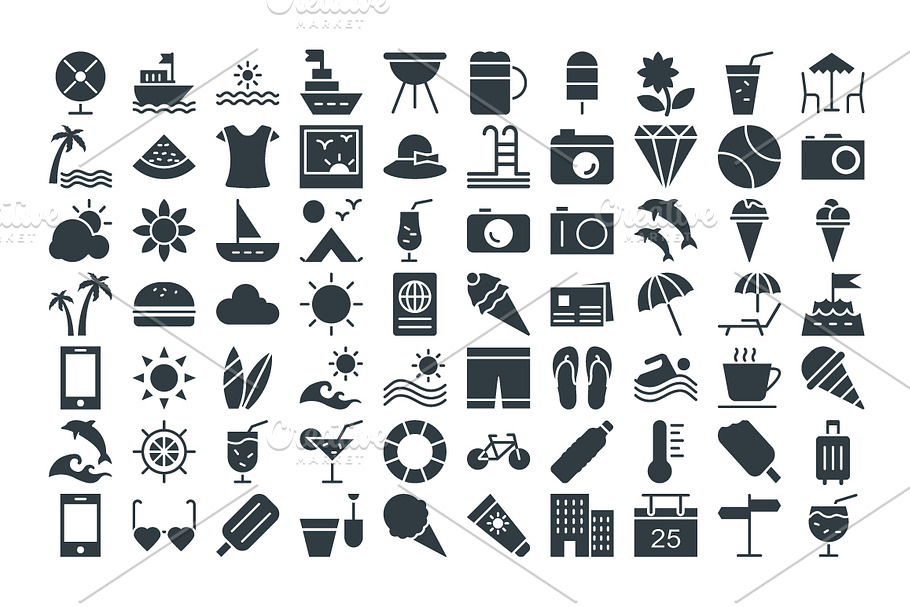 125+ Summer & Holidays Vector Icons