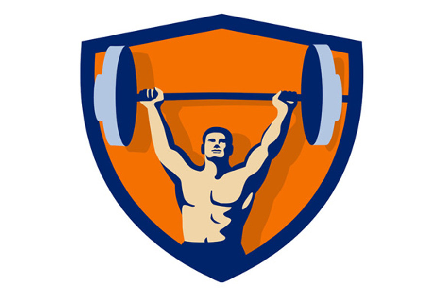 Weightlifter Lifting Barbell Crest in Illustrations - product preview 8