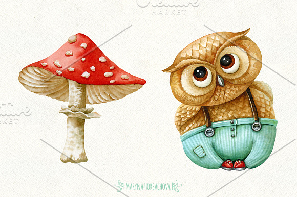 Watercolor woodland DIY elements. in Illustrations - product preview 1