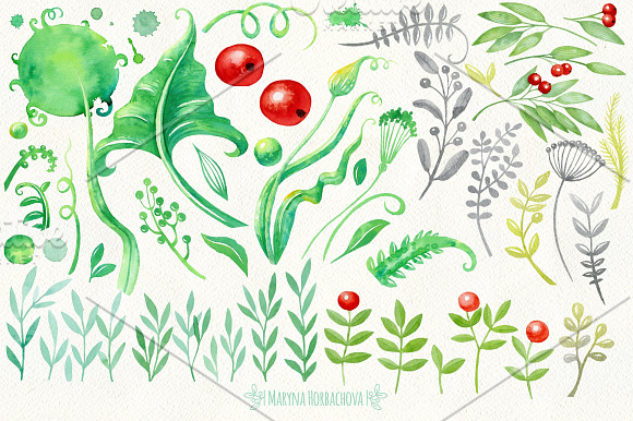 Watercolor woodland DIY elements. in Illustrations - product preview 3