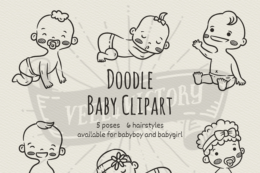 Doodle Baby clipart in Objects - product preview 8