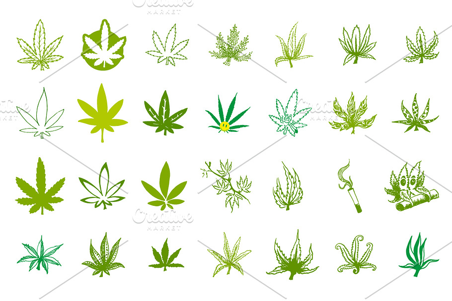 Medical marijuana icon set in Illustrations - product preview 8