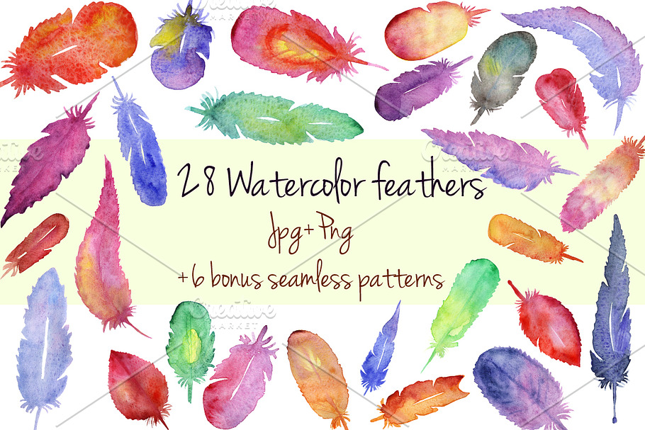 Watercolor hand drawn feathers set in Illustrations - product preview 8