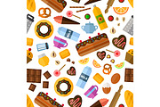 Pastry and bakery seamless pattern