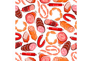 Meat and sausages seamless pattern