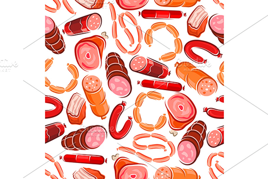Meat and sausages seamless pattern in Patterns - product preview 8