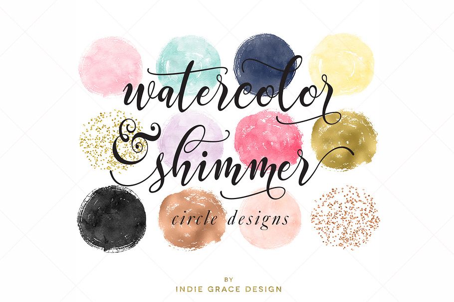 Watercolor & Rose Gold Foil Circles in Objects - product preview 8