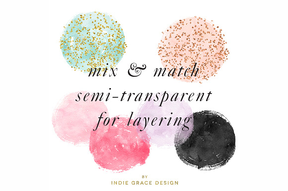 Watercolor & Rose Gold Foil Circles in Objects - product preview 3