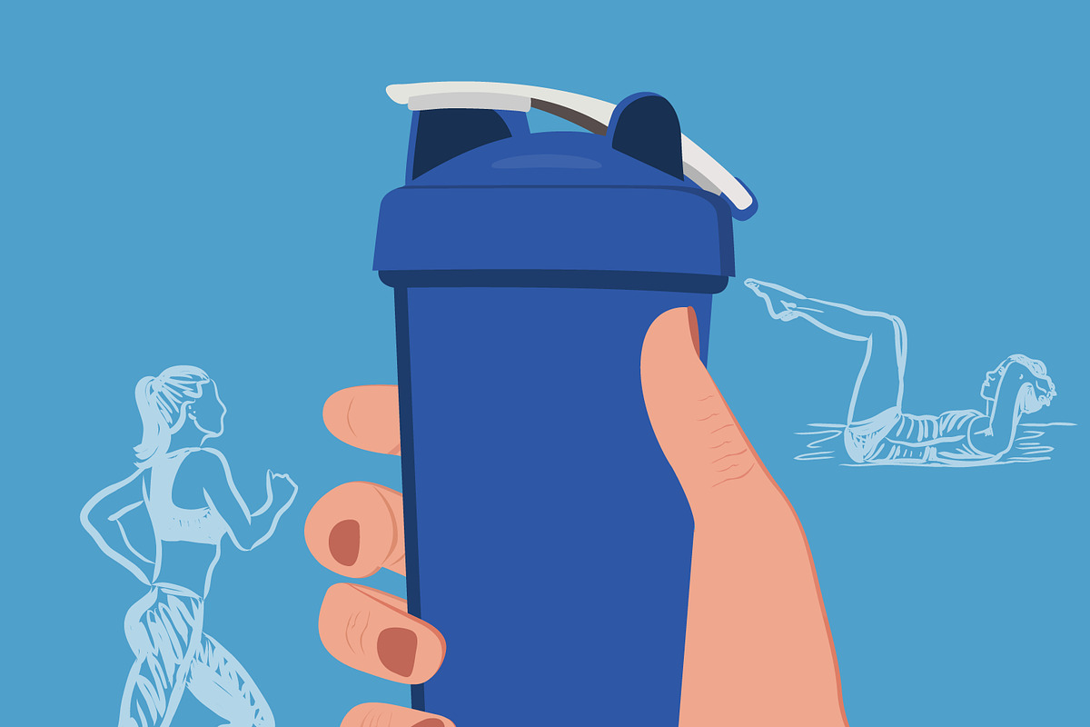 hand holding protein shaker  in Illustrations - product preview 8