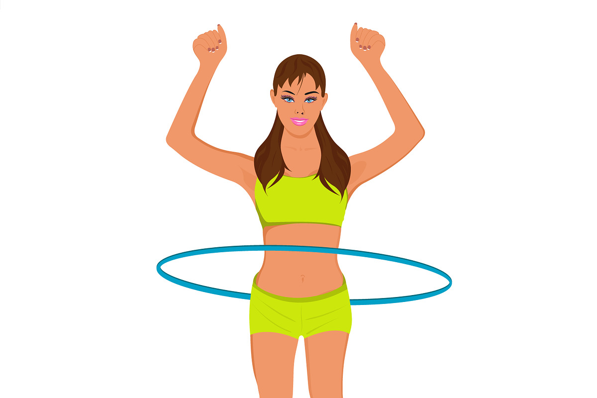 young sporty woman with hoop in Illustrations - product preview 8