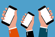 hands holding smartphones