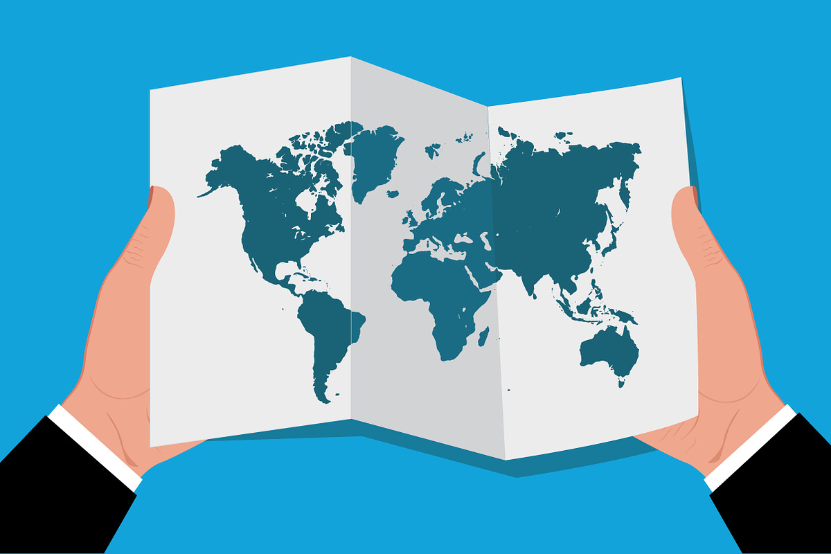 hands holding world map in Illustrations - product preview 8