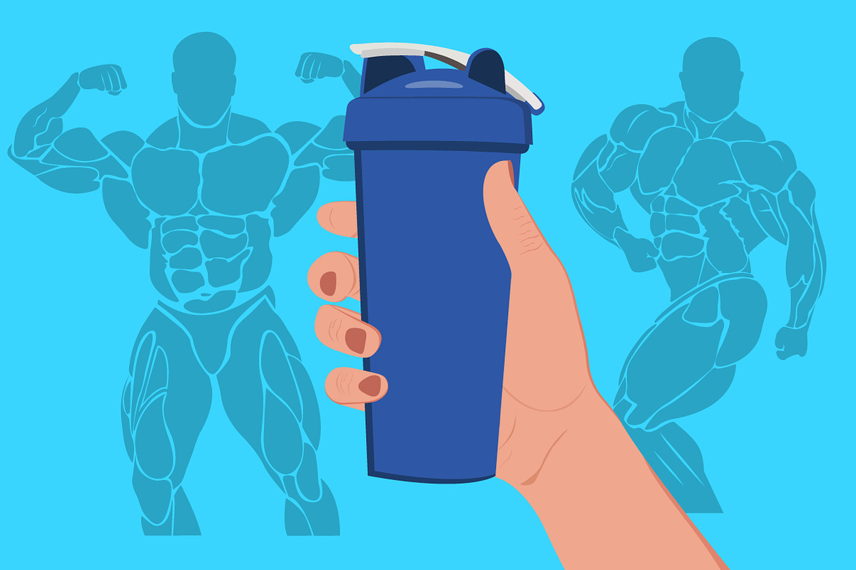 hand holding protein shaker in Illustrations - product preview 8