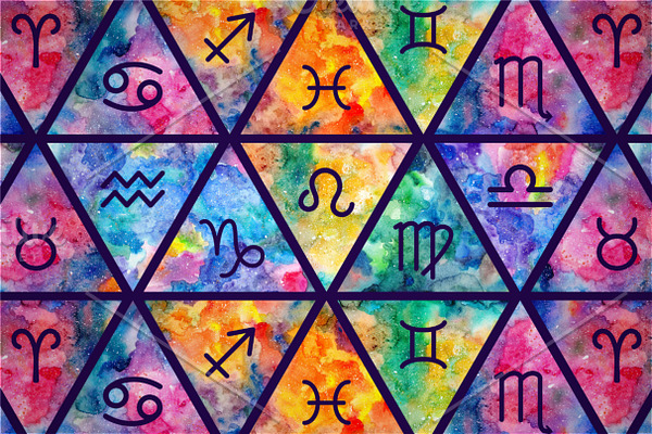 Zodiac Signs Pattern Watercolor