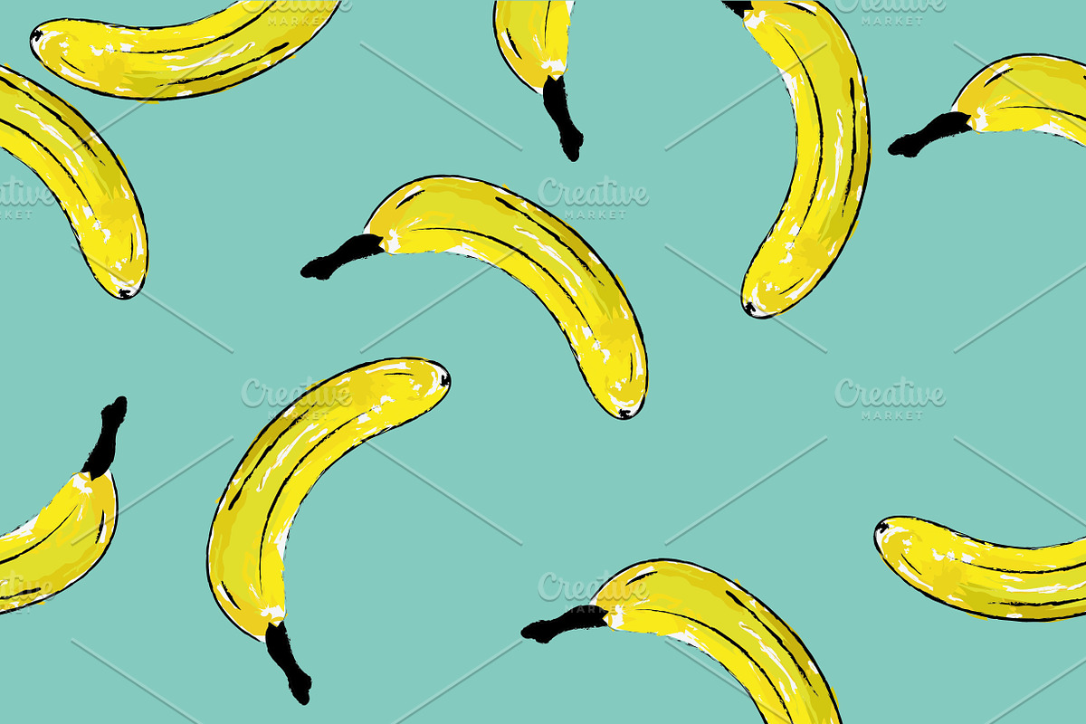 background with watercolor banana in Patterns - product preview 8