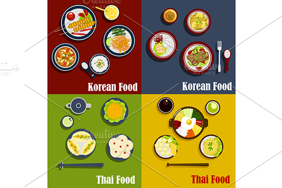Traditional thai and korean dishes in Graphics - product preview 8