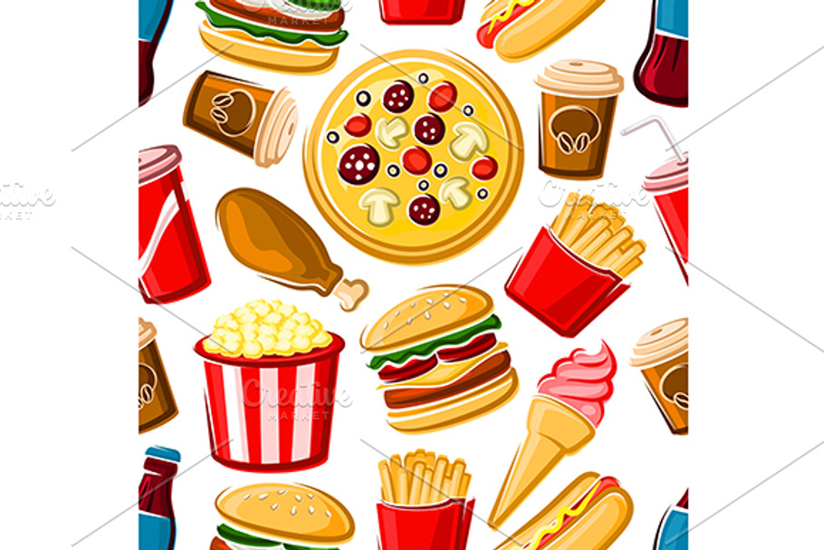 Fast food lunch seamless pattern in Patterns - product preview 8