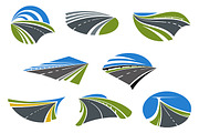 Roads and speed highways icons