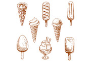 Ice cream cones sketches