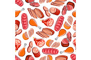 Sausages and meat seamless pattern