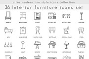 36 Furniture ultra modern line icons