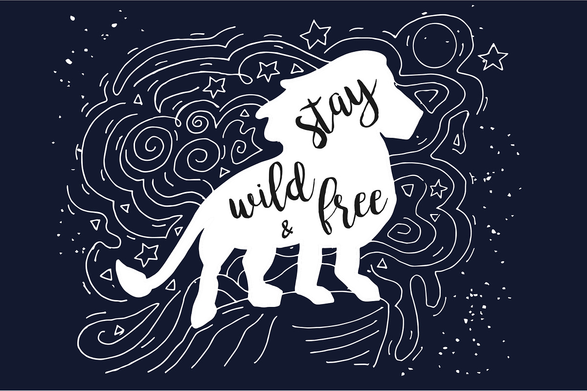 Wild and Free Lion Poster in Illustrations - product preview 8