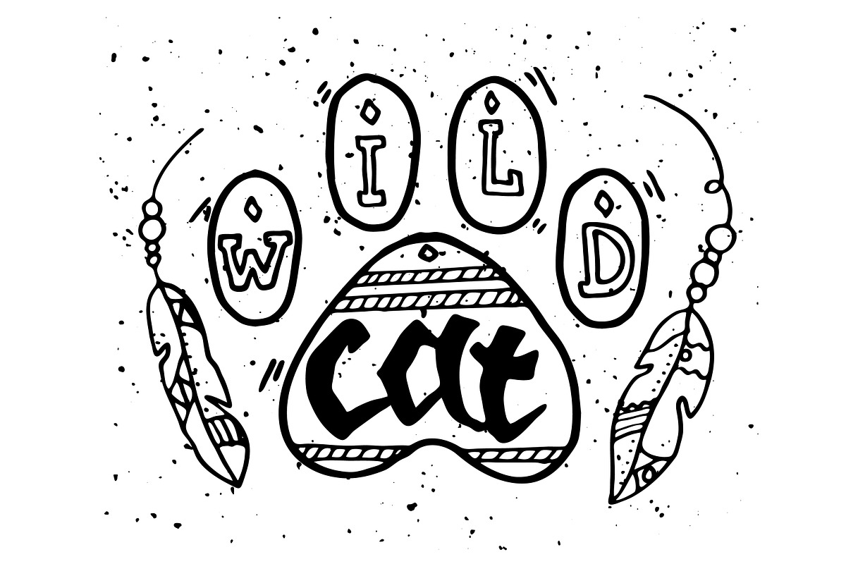 Wild Cat Ethnic Illustration in Illustrations - product preview 8