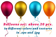 Set of colorful realistic balloons. 