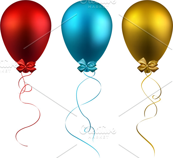 Set of colorful realistic balloons.  in Objects - product preview 1