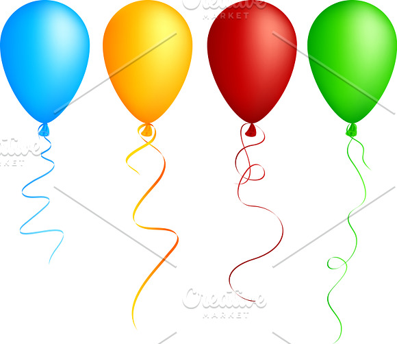 Set of colorful realistic balloons.  in Objects - product preview 2