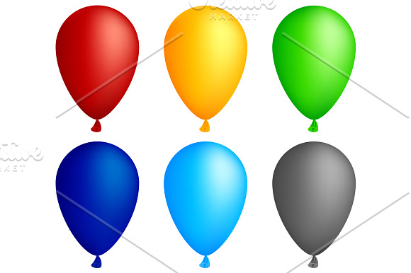 Set of colorful realistic balloons.  in Objects - product preview 4