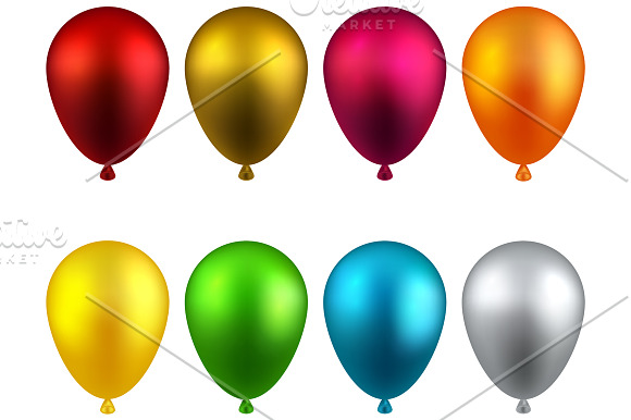 Set of colorful realistic balloons.  in Objects - product preview 5