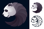 Panda bear head volume vector logo.
