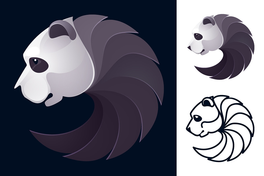Panda bear head volume vector logo. in Objects - product preview 8