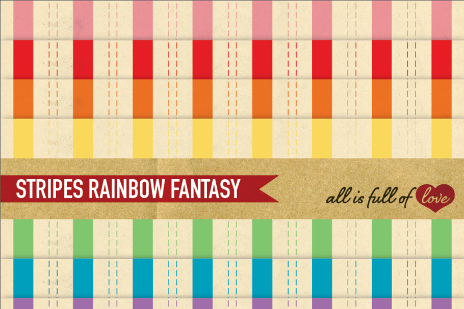Rainbow Stripes Digital Papers in Patterns - product preview 8
