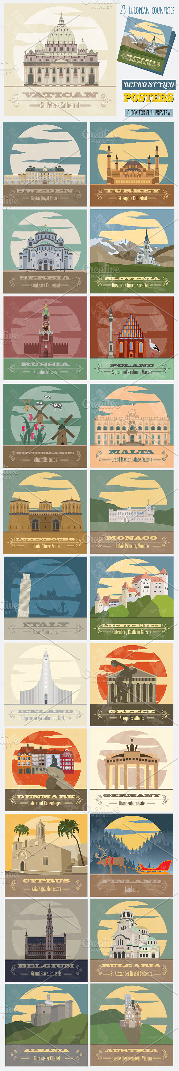 Great Europe travel set 1 in Illustrations - product preview 2