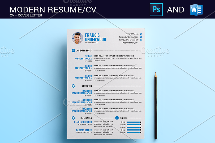 Resume/CV Photoshop & Word in Resume Templates - product preview 8