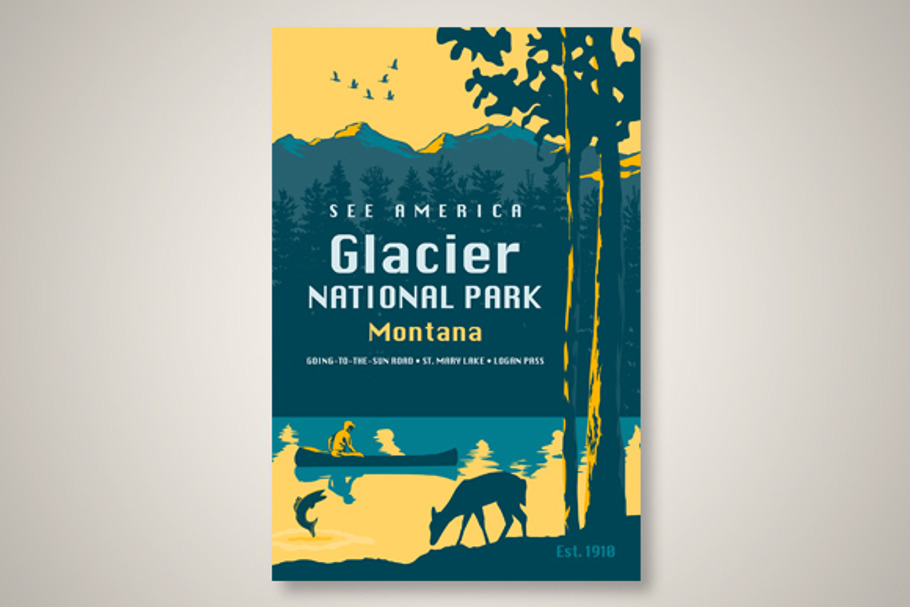 See America – Glacier National Park  in Illustrations - product preview 8