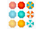 Colorful Sun Umbrella Set. Vector